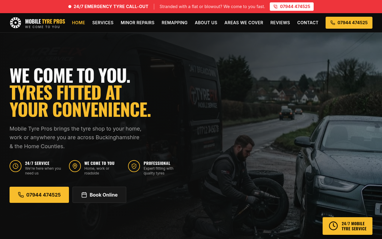 Preview of the Mobile Tyre Pros website