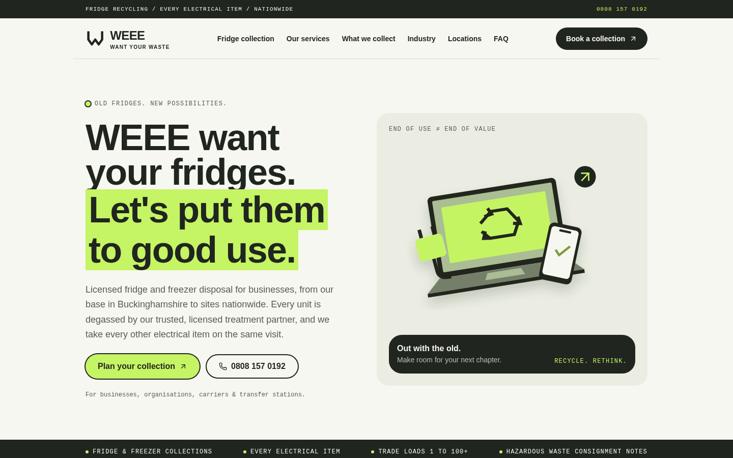 Preview of the WEEE Want Your Waste website